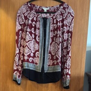 Lucky Brand Relaxed Blouse with Tie Front